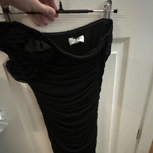 Elegant Black Ruched Dress Revolve